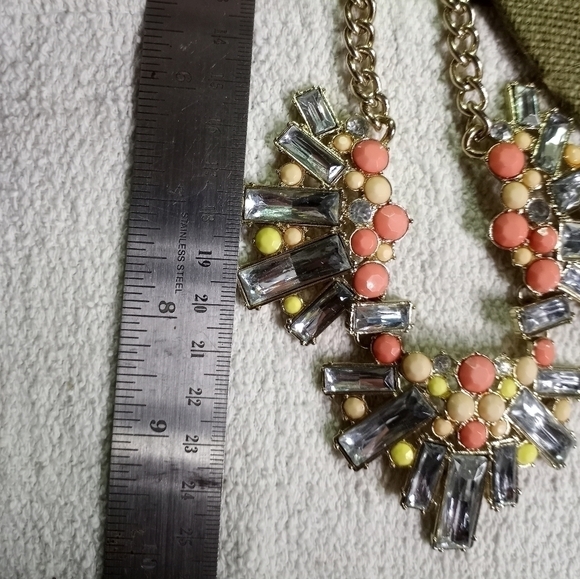 Loft statement runway necklace clear crystals colorful accents - Picture 6 of 6